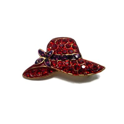 Red Hat Lady Society Pin with Crystals